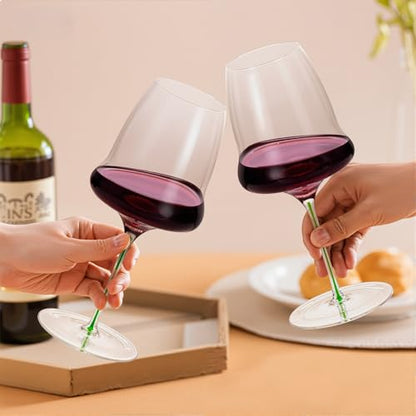 KAMMAK Crystal Red Wine Glasses Set of 2, 24.69 oz Stemmed Glasses, XY010 | Hand Blown, Bordeaux Wine Glasses, Thin Rim & Long Stem, Red & White, Daily Use, Wedding or Birthday Gift for Women - size: 8KPDSXY010