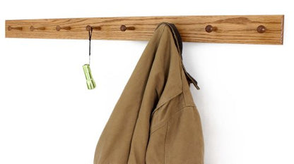 Solid Oak Shaker Peg Rack Made in The USA - Golden Oak Stain Stain 18 x 3.5 Inches with 3 Pegs - color: Golden Oak, size: 18" x 3.5" with 3 pegs