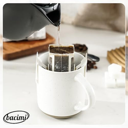 Bacimi® - Coffee Mugs Set of 4 - Stoneware Mugs 13.5oz - Ceramic Coffee Cups with Handle - Large Coffee Mug for Cappuccino, Latte & Hot Beverages - Eggshell White - style: Standard Set