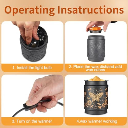 Butterfly Wax Melt Warmer Metal Wax Warmer for Scented Wax | Electric Fragrance Candle Oil Burner 2 in 1 Wax Melts as Gifts for Moms Grandma Women Girls - style: Butterfly