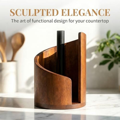 Yamagata Tissue Holder for countertop use, Made of Mango Wood, Sturdy and Stable, Rustic Style Decoration for Kitchen, Bathroom, or Dining Table