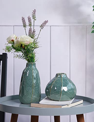 HAUCOZE Ceramic Flower Vase Decorative Sculpture Modern Home Decor 6.3 Inch | Ceramic Handmade Gift Table Centerpiece Ornament for Dining Room Office Cafe - size: Medium