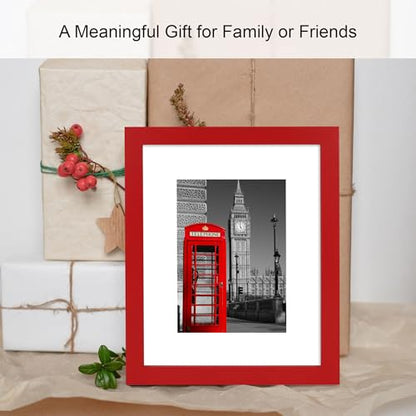 Hongkee 5x7 Picture Frame (4 Pack, Red) Made of Real Glass and Wooden Frame - Display Pictures 4x6 with Mat or 5x7 Without Mat, 5 by 7 Photo Frames TableTop Display and Wall Mounting - color: Red, size: 5x7 in