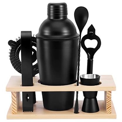 JNWINOG Cocktail Shaker Set Stainless Steel Bartending Kit 18.6oz Cocktail Bar Set Cocktail Mix Drink Making Kit Professional Bar and Home Drink Bar Tools for Bartender (Matte Black, 7Pcs) - color: Matte Black, size: 7Pcs