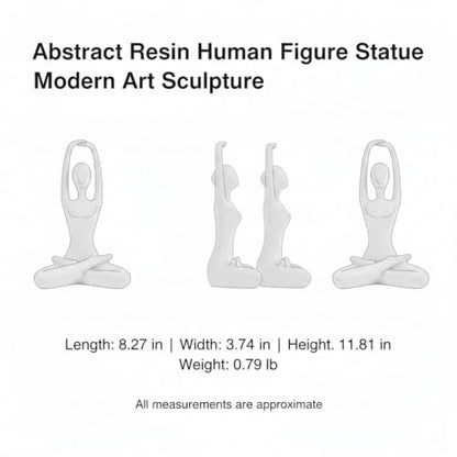 Modern Abstract Resin Human Figure Sculpture, Beige Minimalist Art Statue for Home Office Desk Shelf Decor - size: 8.27 x 3.74 x 11.81 in