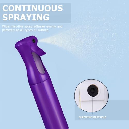 VIGOR PATH Continuous Spray Bottle for Hair – Fine Mist Mister for Hairstyling, Cleaning, Plants, Pets, Barbers, Salons, and Essential Oil Applications (300ml/10.1 oz) Dark Purple - color: Dark Purple - 10oz