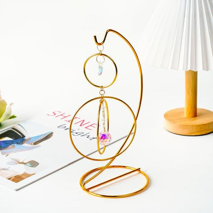 3 Pack 9 Inch Gold Iron Ornament Stand Hanging Display Holder Decor | Gold Iron Ornament Hanging Stand Holder Hook Set of 3 for Glass Globe Air Plant Terrarium Table Home Wedding Decor