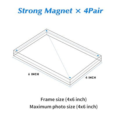 Acrylic Picture Frames 4x6 In 5 Pack,Clear Magnetic Photo Frame | Double Sided Frameless Floating, Can Horizontal & Vertical Tabletop, for Family,Office,Wedding Certificate Documents Frame - size: 4x6 in-5 pack