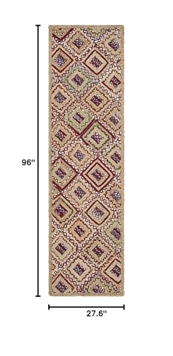 SAFAVIEH Cape Cod Collection Runner Rug - 2'3" x 8', Natural & Red, Handmade Flat Weave Diamond Braided Jute & Denim, Ideal for High Traffic Areas in Living Room, Bedroom (CAP354B) - color: Natural/Red, size: 2'3" x 8' (Runner)