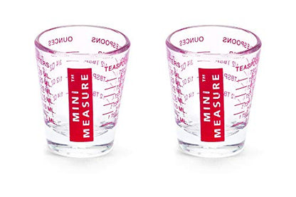 Kolder Mini Measure Multi-Purpose Shot Glass, Heavyweight Glass, Red, Set of 2, For Liquid And Dry Ingredients And Precise Recipe Prep - color: Red, size: Set of 2
