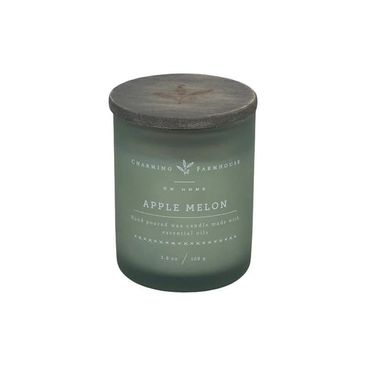 Charming Farmhouse by DW Home Apple Melon Mini Scented Candle, 4 oz Single Wick Candle, Apple, Honeydew & Cantaloupe Fragrance, Farmhouse Home Decor, Up to 12 Hour Burn Time - color: Apple Melon, size: 4 oz