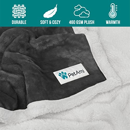 PetAmi Dog Blanket Small Medium Pet Cat Puppy Kitten, 40x29 Mini, Dark Gray | 460 GSM, Soft Sherpa Fleece Throw, Reversible Plush Couch Cover Protector Crate Carrier Sofa Bed Car Seat, Machine Washable - color: Charcoal, size: Medium - 29 X 40 Inches