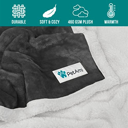PetAmi Dog Blanket Small Medium Pet Cat Puppy Kitten, 40x29 Mini, Dark Gray | 460 GSM, Soft Sherpa Fleece Throw, Reversible Plush Couch Cover Protector Crate Carrier Sofa Bed Car Seat, Machine Washable - color: Charcoal, size: Medium - 29 X 40 Inches