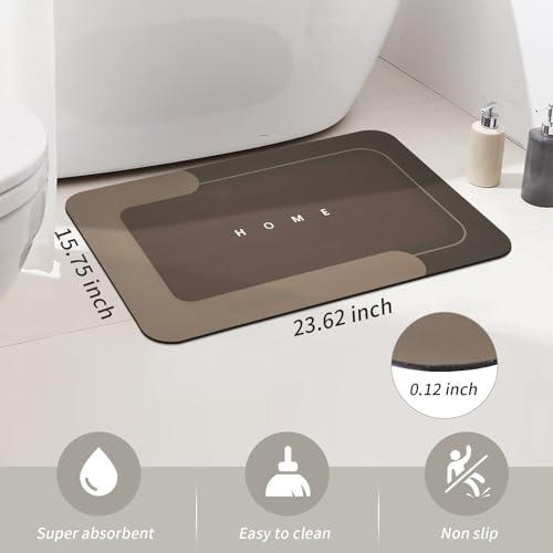 Housego Absorbent Bath Mat, Quick Dry Bath Rug, Non-Slip, 15.7x23.6 Inch, Brown - color: Brown, size: 1 Rectangular Piece (15.7" x 23.6")