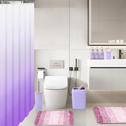 32PCS Bathroom Sets with Shower Curtain and Rugs Purple Bathroom Accessories Shower Curtain Set Bathroom Accessories Bathroom Decor - size: Bath Set+Shower Curtain+Bath Rugs, style: Light Purple