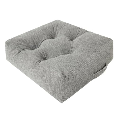 Floor Pillow Cushion with Handle for Adults Women Men | Large Meditation & Sitting Cushion Pillow for Tatami, Living Room, Yoga (1, Gray, Square, 22" x 22" x 6") - color: Gray, Square