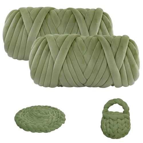 Chunky Yarn for Arm Knitting, guofa 4.4LBS Soft Fleece Yarn for Throw Blanket Pillow, Hand Knitting Bag, Cat Bed and DIY Home Decorations - color: Grass Green, size: 74 Yards