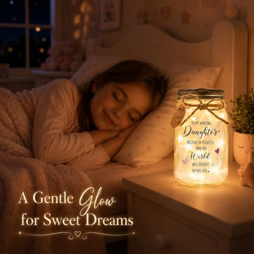 Solmay Daughter Gifts from Mom or Dad, Mason Jar Light | Inspirational keepsake for adult daughters, birthdays & college graduation; a sentimental encouragement present for women - color: Daughter