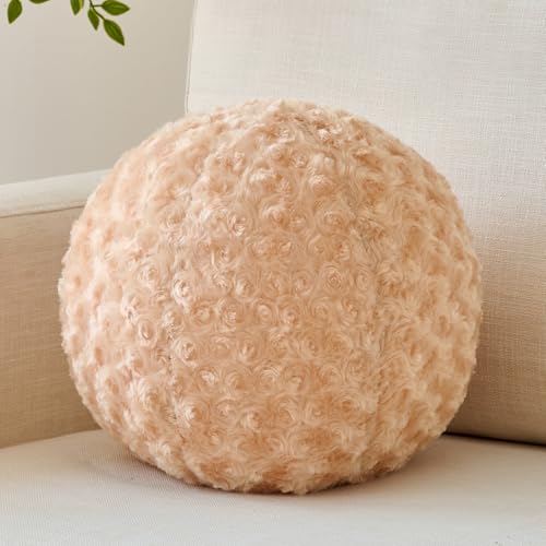 Ball Pillow, Decorative Round Pillow for Couch n, Circle Throw Pillows, Perfect Ball Pillows for Couch, Stylish Decorative Pillows, Versatile Round Throw Pillow (Beige, Mini-8.6 Inches) - color: Beige, size: Mini-8.6 Inches