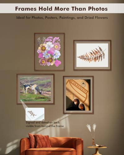 DLQuarts 16x20 Floating Picture Frame for 12x16/11x14 Photos, 2-Pack Solid Wood Double Plexiglass Wall Art Frames, Any Size Photo up to 16x20 Display, Black Walnut - color: Black Walnut, size: 16x20
