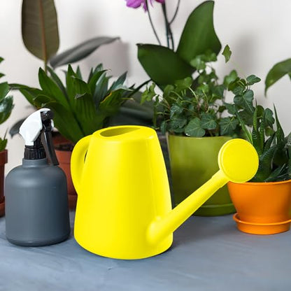 ZXJ Grip Plant Watering Cans for Indoor and Outdoor Home Garden Plants - with Long Spout - Yellow- 1/2 Gallon - color: Yellow