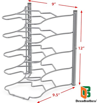 Deco Brothers Pan Organizer Rack for Kitchen Cabinet and Counter, Silver - color: Silver