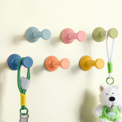 6 Pack Cute Wall Coat Hooks Colorful Wood Adhesive Coat Hanger Pushpin Shape Nordic Decorative Hooks for Classroom Bedroom Nursery Keys Hats Hanging Rack(Bohemia,Pushpin) - color: Bohemia, style: Pushpin