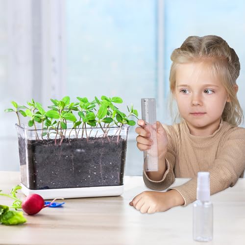 4pk Self-Watering Windowsill Planters, Clear Plastic w/Drainage Holes | 7.8"x5.4"x4", Rectangular Flower Pots, Plant Growth Observation Box for Kids
