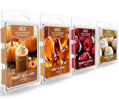 UCC Plant Based All Natural Wax Melts, Strong Fragrance, Long Lasting Premium Soy Scented Melts Cubes, Wax Melts Tarts, Colored Wax Melt - 4 Pack - color: SET H