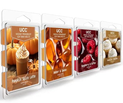 UCC Plant Based All Natural Wax Melts, Strong Fragrance, Long Lasting Premium Soy Scented Melts Cubes, Wax Melts Tarts, Colored Wax Melt - 4 Pack - color: SET H