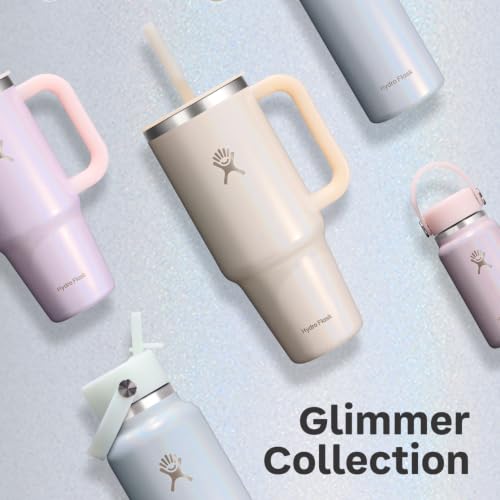 Hydro Flask Travel Tumbler with Handle, Lid and Straw - Insulated Stainless Steel in 40 Oz Glimmer Pink - color: GLIMMER PINK, size: 40 Ounces