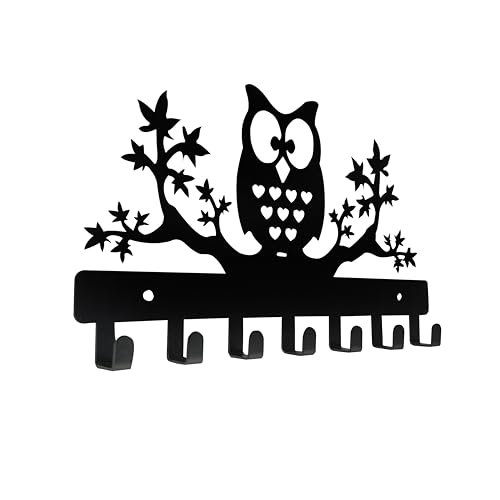 Owl Key Holder - Wall Mounted Key Hooks, 7 Sturdy Metal Hooks, Nature Themed Home Decor, 10.6 X 6.15 X 1 INCH