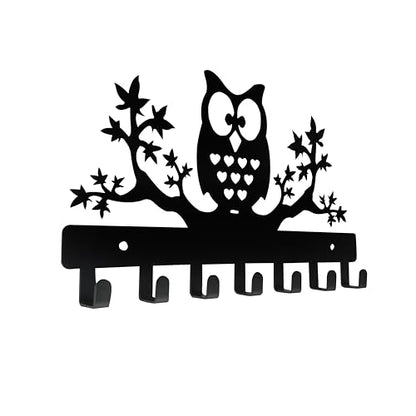 Owl Key Holder - Wall Mounted Key Hooks, 7 Sturdy Metal Hooks, Nature Themed Home Decor, 10.6 X 6.15 X 1 INCH