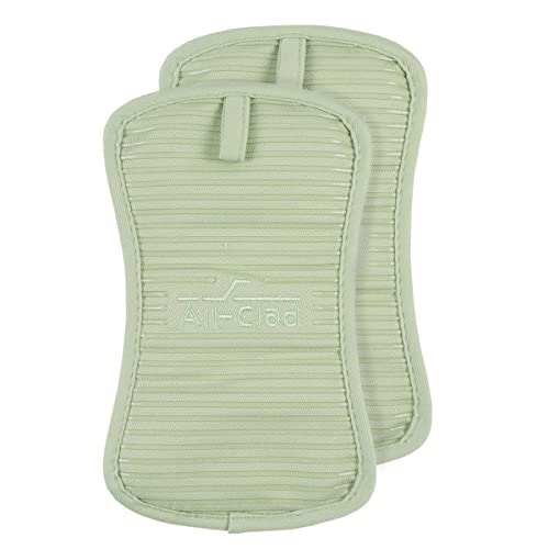 All-Clad Premium Pot Holder & Heating Pad, (2-Pack) Heat Resistant to 500 Degrees, 100% Cotton 10"x6.25" for Kitchen and Barbeque, Fennel - color: Fennel, size: 2 Pack