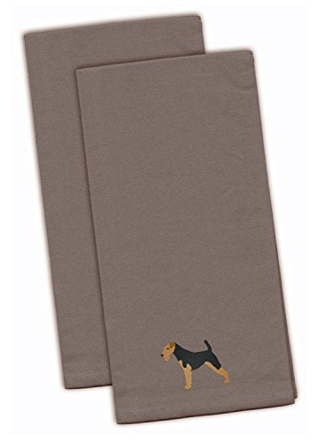 Caroline's Treasures BB3457GYTWE Airedale Terrier Gray Embroidered Towel Set of 2 Decorative Bathroom Guest Hand Towel for Hand, Face, Tea, Dishcloth, 19 X 25, Grey - color: Grey, style: Airedale Terrier