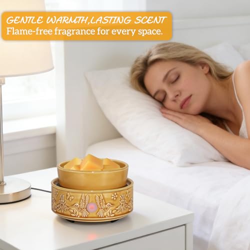 Hummingbird Wax Melt Warmer for Scented Wax 3-in-1 Ceramic Wax Warmer | Fragrances Candle Oils, Home Fragrance Burner,Electric Candle Warmer for Mom Women (Yellow) - color: Yellow Hummingbird