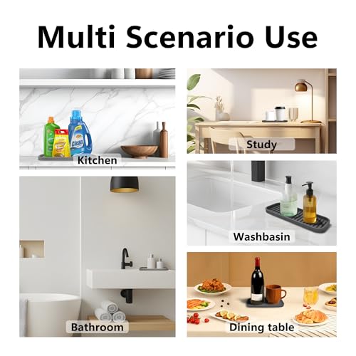 Mofason Silicone Sponge Holder - Kitchen Soap Tray soap Holder 2 Pack Gray | Tray for soap and sponge, kitchen sink tray, accessories to clean sink, silicone sponge tray, sink tray, dish brush holder - color: Gray