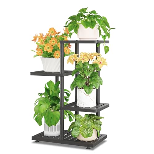 iDavosic.ly Plant Stand Indoor Outdoor, 3-Tier Tall Metal Shelf, Black | Tiered Multiple Flower Holder, Orchid Display Rack for Patio Porch Balcony Outdoor, High Large Narrow Space Saving - color: Black, size: 3 Tier