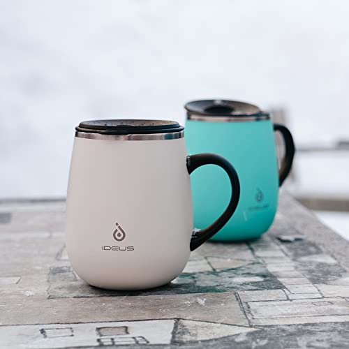 Ideus 16 oz Insulated Coffee Mug with Handle and Lid, Double Wall Stainless Steel Vacuum Thermal Coffee Mug, Travel Coffee Cup Thermal Cup for Home and Office (Blue Zebra, FUJI DAWN) - color: Blue Zebra