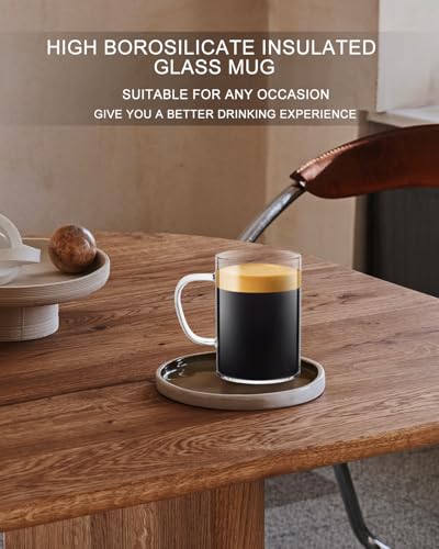 LUXU Glass Coffee Mugs, 16 oz Ice coffee cups,Large Beer Mugs Set of 4 | Everyday Drinkware,Water Glass,Glass Drink Tumblers,Bar Glassware,Borosilicate Glass Mugs with Handle for Hot/Cold Beverages - style: 16 oz clear mugs