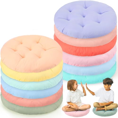 Fumete 12 Pcs Round Floor Pillows Cushions Seating 16 x 16 Inches Floor Round Cushions for Kids Toddlers Flexible Reading Chair Pillows for Classroom Home School Playing Supplies(Candy Color) - color: Candy Color