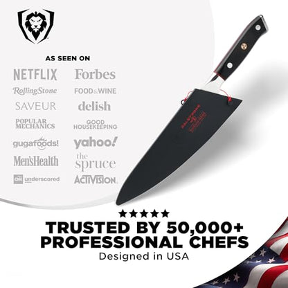 Dalstrong 8" Japanese Chef Knife Gyuto - 66-Layer Damascus AUS-10V | Hand-sharpened 8-12° Edge - Full-tang G-10 Handle - For Meal Prep - Sushi - Home Butchering - Customer Support Included - color: .Elite Black