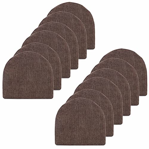 Chair Cushions 100% High Density Memory Foam Pads U Shaped 17" x 16"Non Slip Skid Rubber Back Seat Cover, 12 Pack, Coffee Brown - color: Coffee Brown, size: 12 Count (Pack of 1)