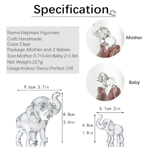 3Pcs Crystal Elephant Figurines Collectible Lucky Glass Animals Paperweight | K9 Crystal,Whimsical Home Decor,Elephant Statue Table Centerpiece,Birthday Gift For Women Mom,Delta Sigma Theta,Christmas - style: Elephant-3pcs