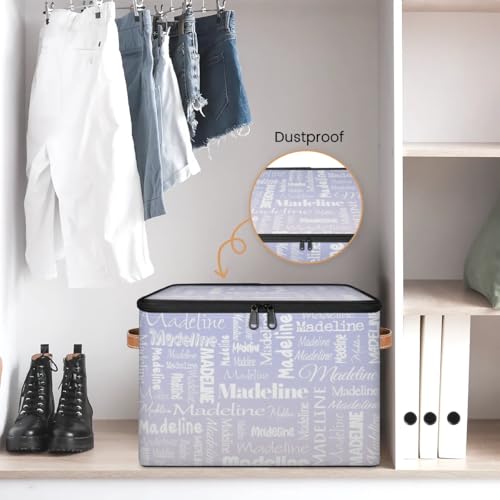 Storage Basket Custom Name, Personalize Keepsake Box, Purple White | Foldable Fabric Gradient Large Memory Bin with Handle Lid Lightweight Waterproof Dustproof, 14"L x 10.2"W x 10.4"H - color: Option 15