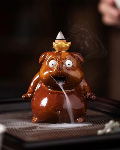 Backflow Incense Burner Ceramic, Funny Drooling Dog Incense Holder, Novelty Aromatherapy Ornament Home Decor for Yoga & Meditation - size: Jolly Drooling Dog