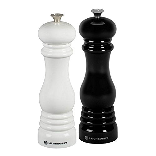 Le Creuset Salt and Pepper Mill Set, 8" x 2 1/2" each, Black & White - color: Black/White, size: Large