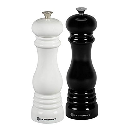 Le Creuset Salt and Pepper Mill Set, 8" x 2 1/2" each, Black & White - color: Black/White, size: Large