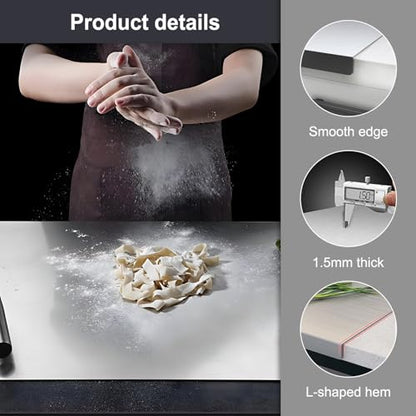 304 Stainless Steel Cutting Board – Stainless Steel Kitchen Chopping Boards Non-Slip, Dishwasher Safe – Ideal for Meat, Vegetables, Fruits, Bread & Baking – Commercial & Home Use (19.6 * 19.6in) - size: 19.6"L x 19.6"W