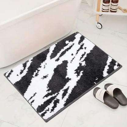 Bath Rug Mat Non Slip,Marble Indoor Doormat,20"x32" | Small Area Rug,Rubber Backed,Soft microfiber,Absorbent,Machine Washable,Bathroom,Entryway,Kitchen,Hallway - color: Black White1